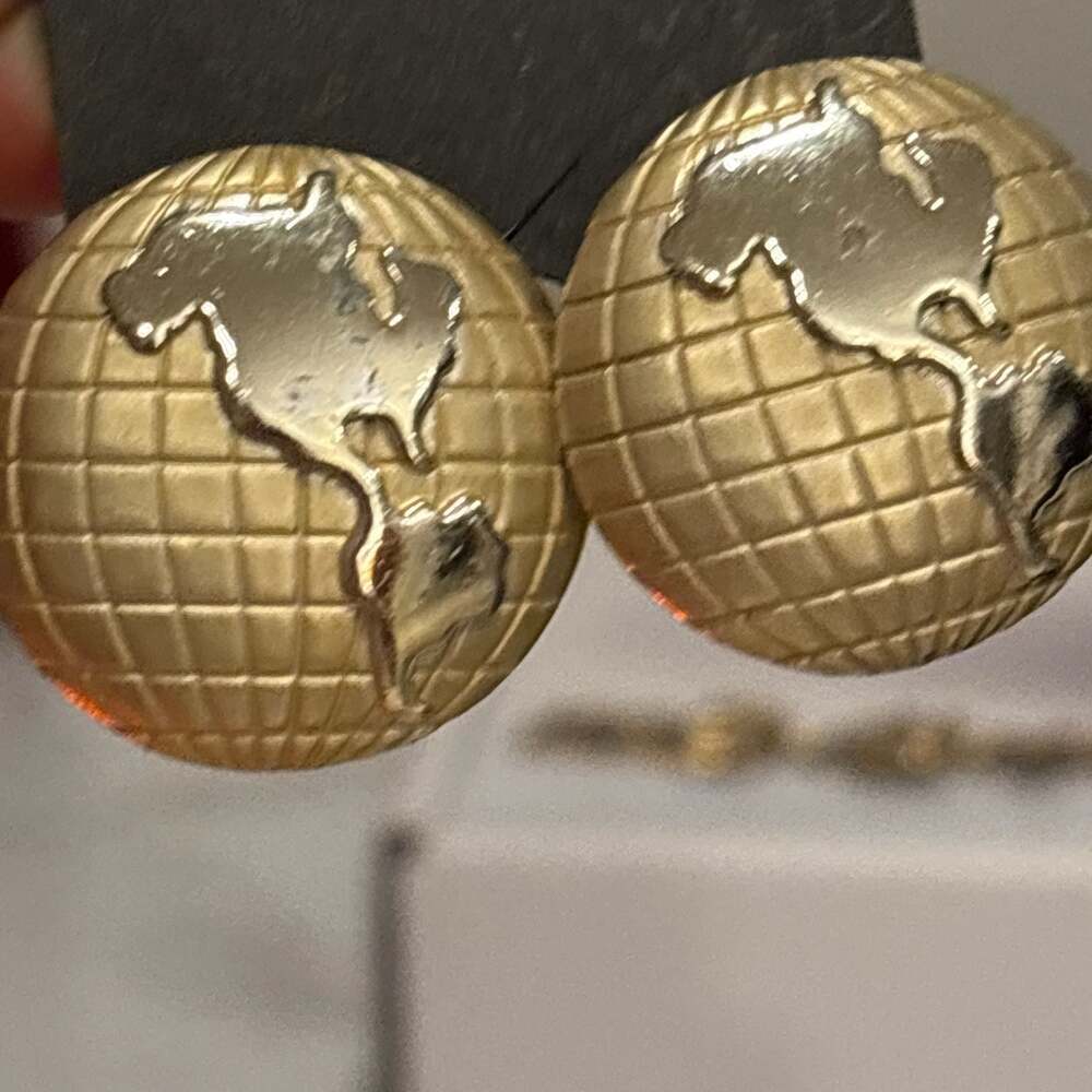 Vintage Mixed Metal Globe Stud Earrings